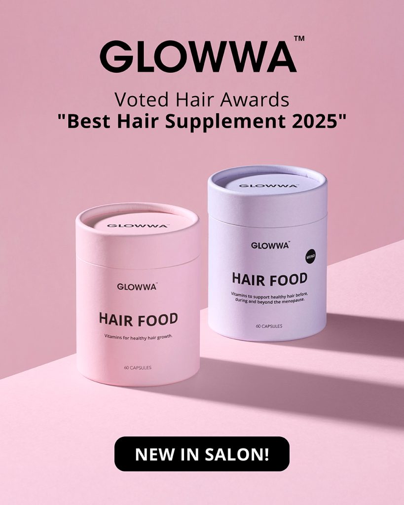 Glowwa Hair Food Menopause Support, winner of Marie Claire’s Best Hair Supplement Award, in stock at Iron + Ivy Queenstown.