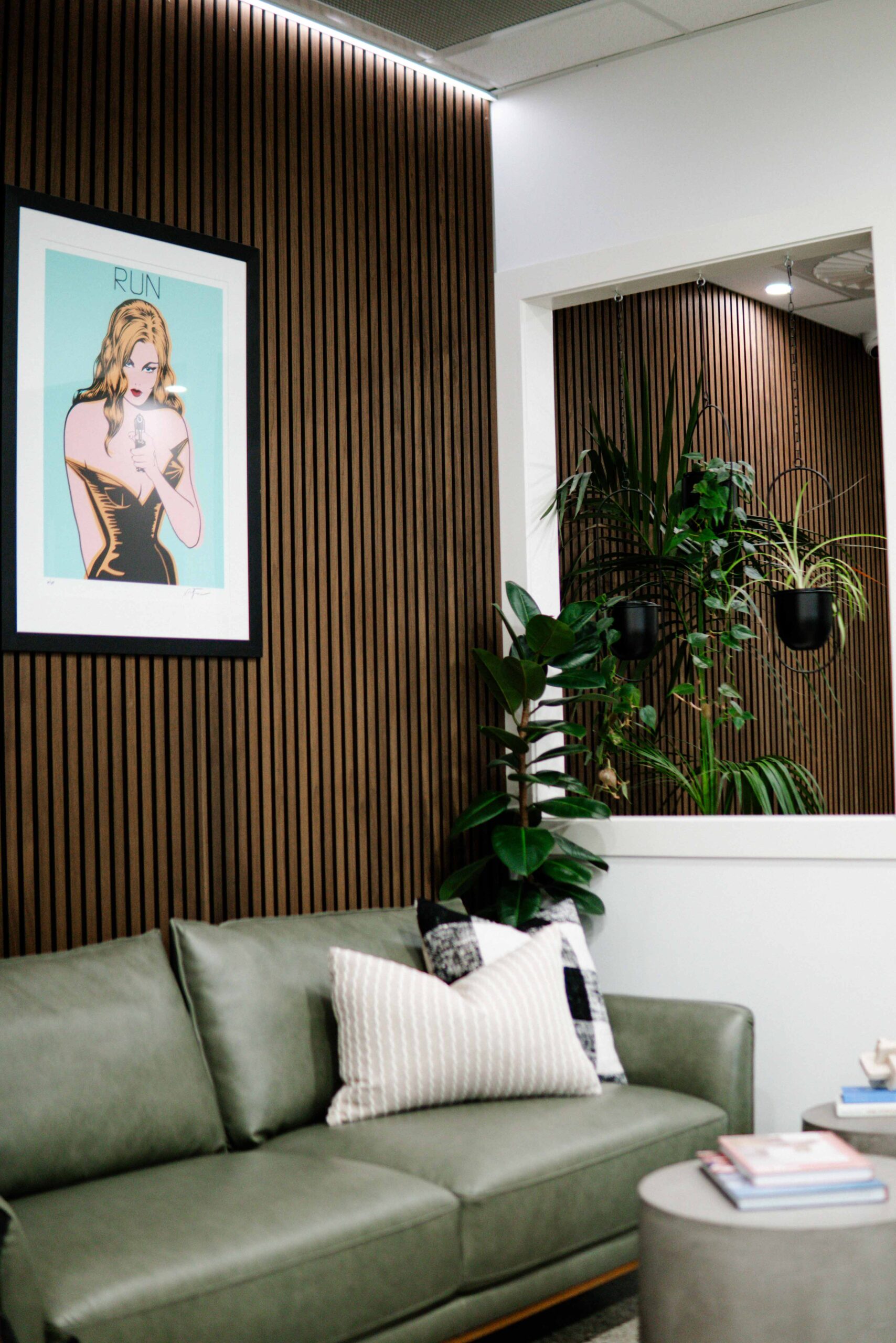 Iron And Ivy Hair Salon Queenstown Lounge Area Run Artwork Green Sofa 2025.Jpg